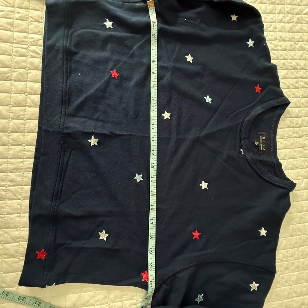 Trixxi Navy Star Print Cropped Sweatshirt & Drawstring Shorts Set M - Picture 10 of 11